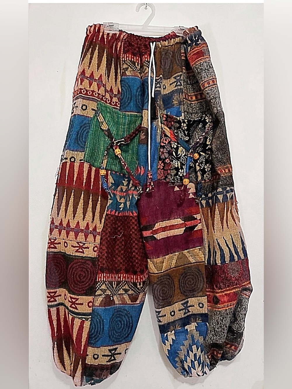 Patchwork Boho Harem Pants in Multicolor Tribal Print